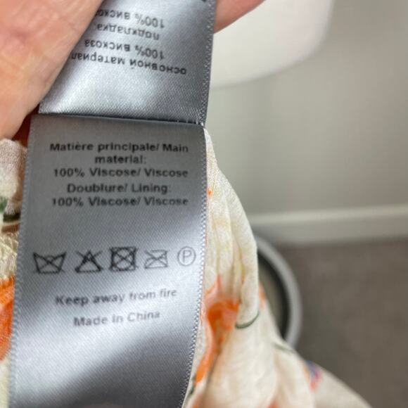 Zadig & Voltaire White Floral Ruffle Rackel Chiffon Long Sleeve Mini Dress Small - Picture 11 of 12